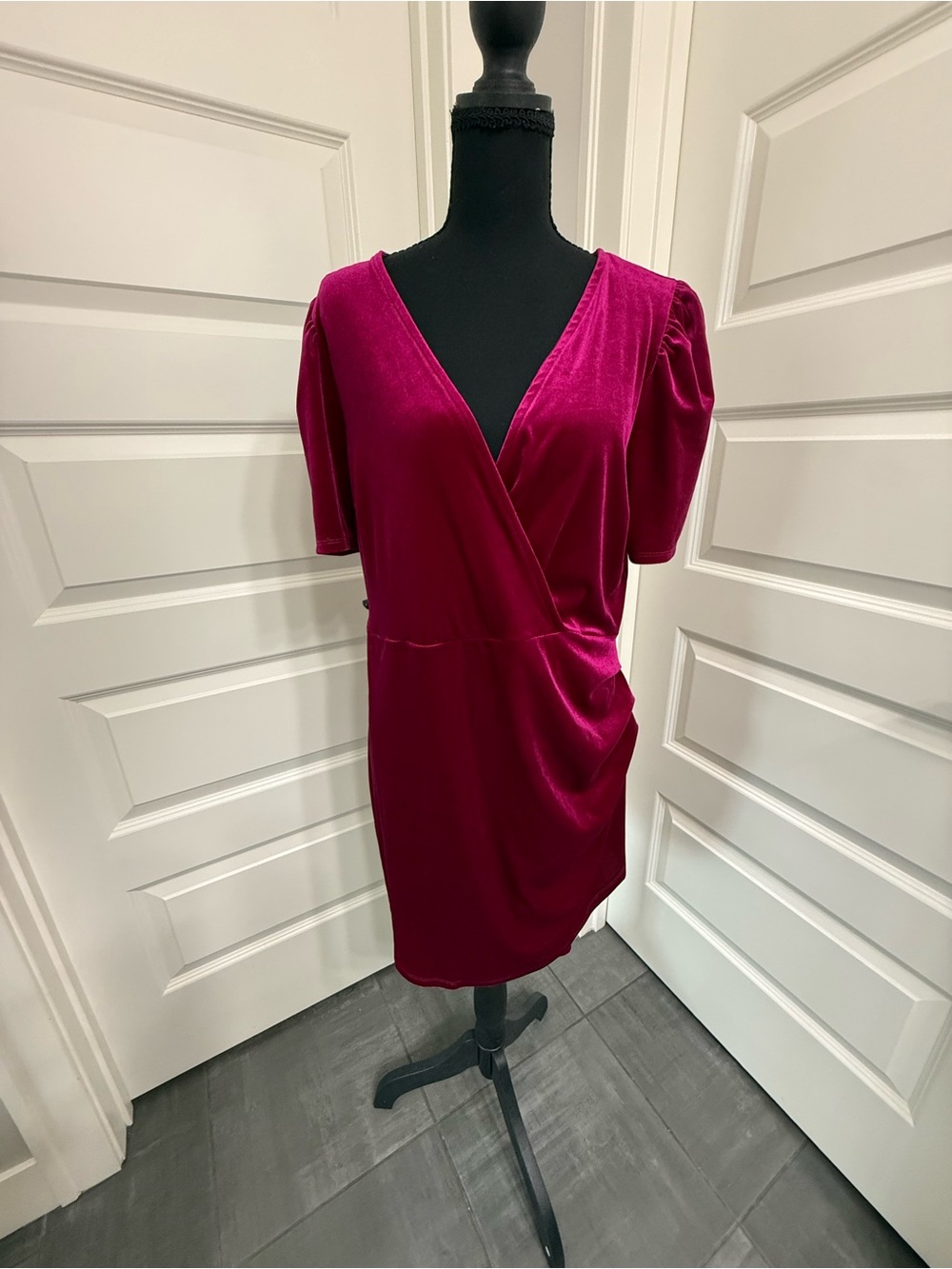 wild fable Magenta Velvet Wrap Dress